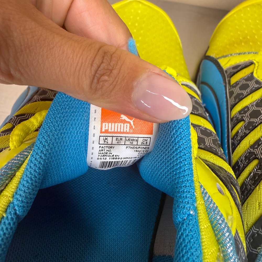 RARE Vtg Y2k Puma Running Shoes Womens Yellow Blue Size 10 2000s - Picture 8 of 9